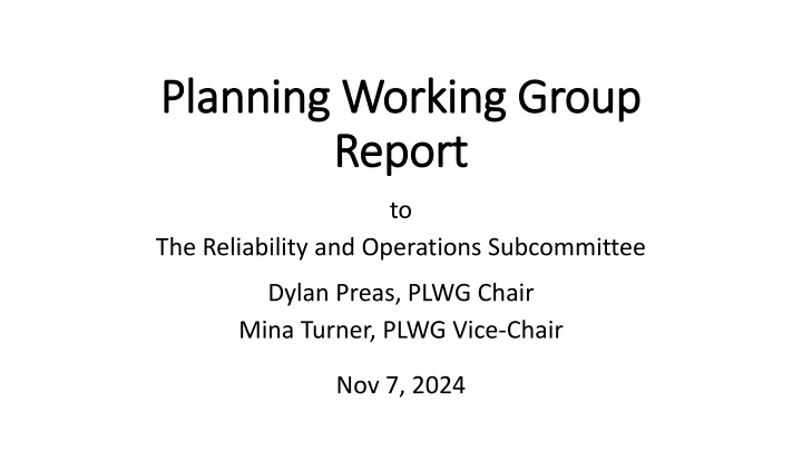 planning working planning working group report
