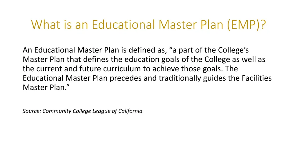 what is an educational master plan emp