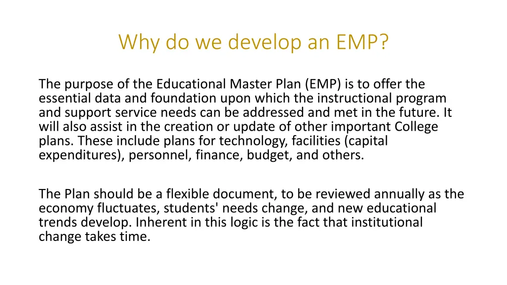 why do we develop an emp
