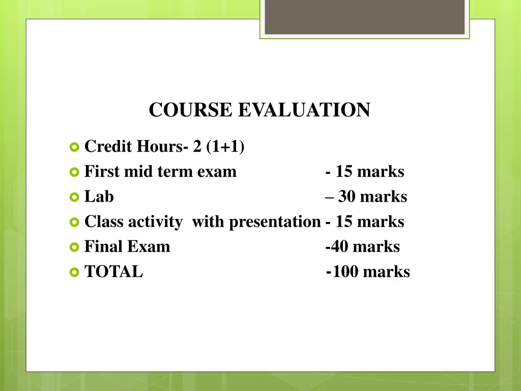 course evaluation