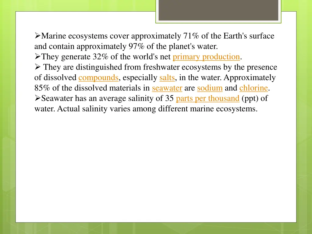 marine ecosystems cover approximately