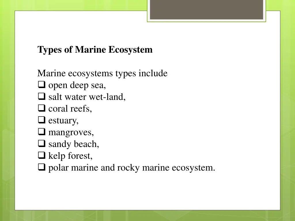 types of marine ecosystem