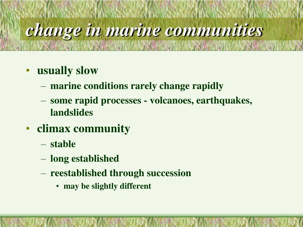 change in marine communities