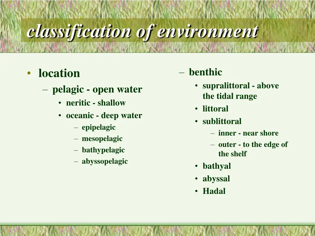 classification of environment 1