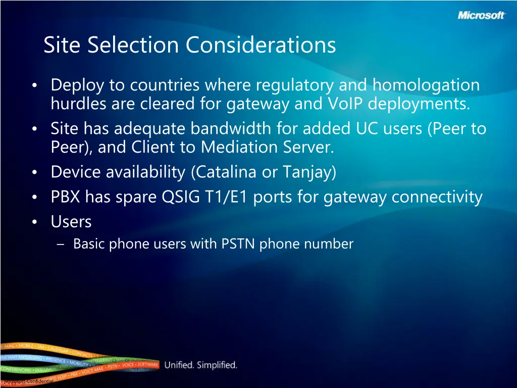 site selection considerations
