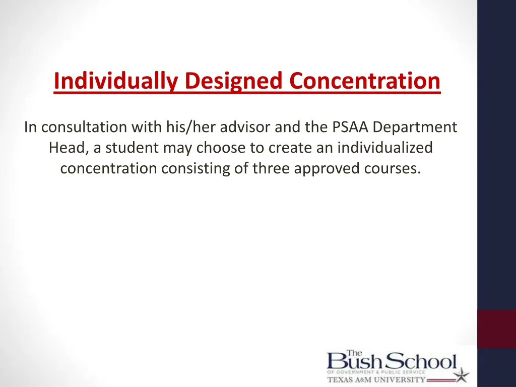 individually designed concentration