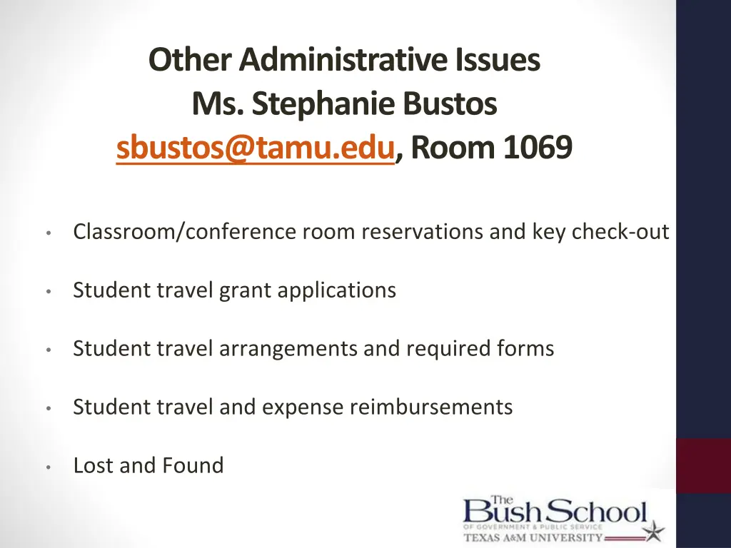 other administrative issues ms stephanie bustos