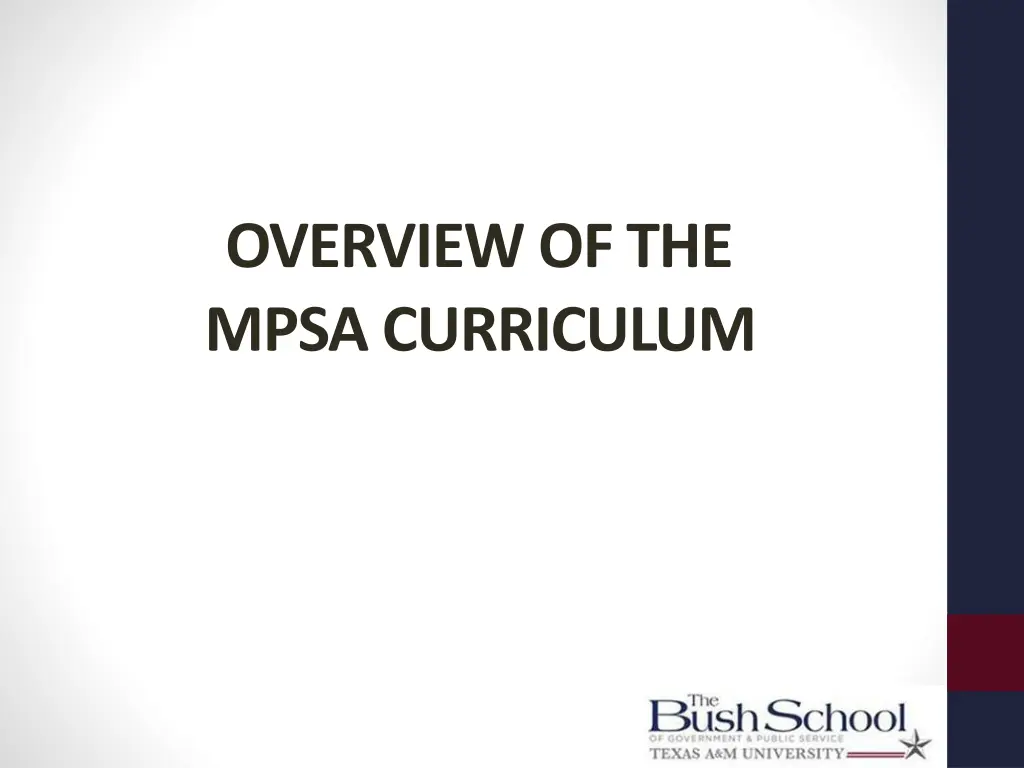 overview of the mpsa curriculum