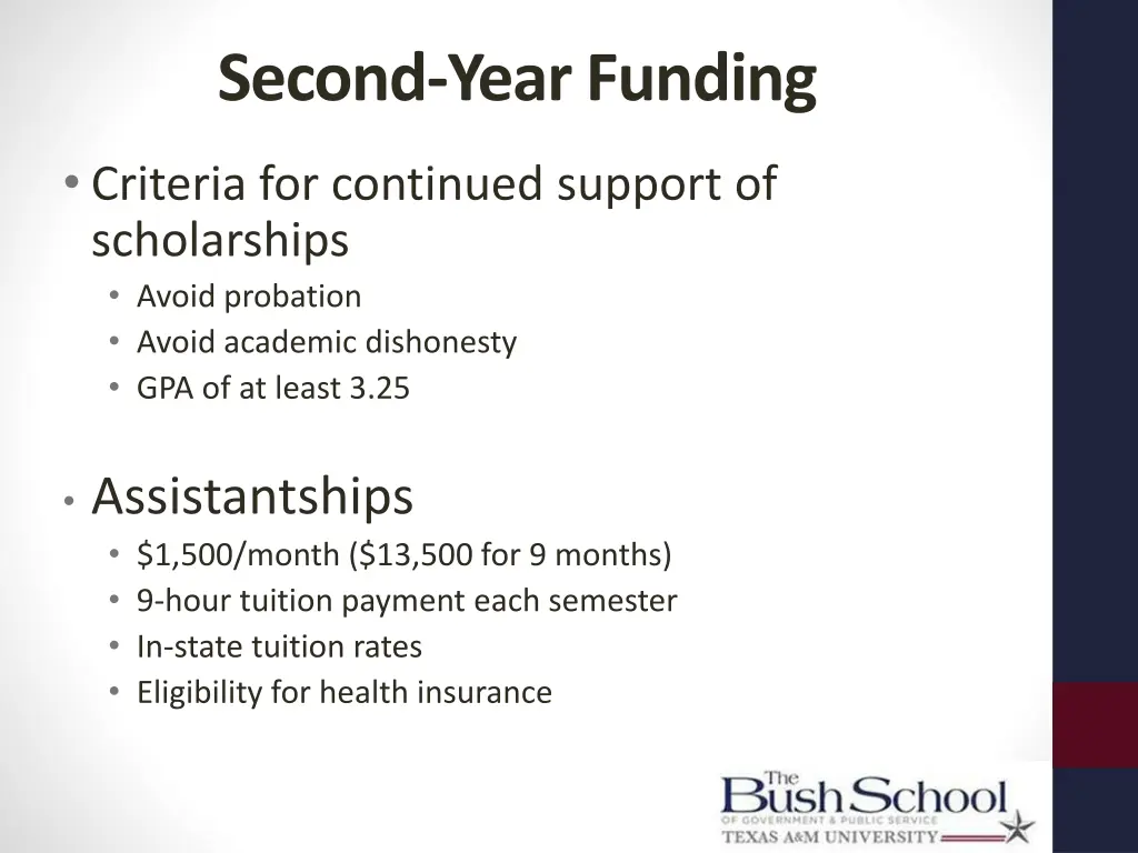 second year funding