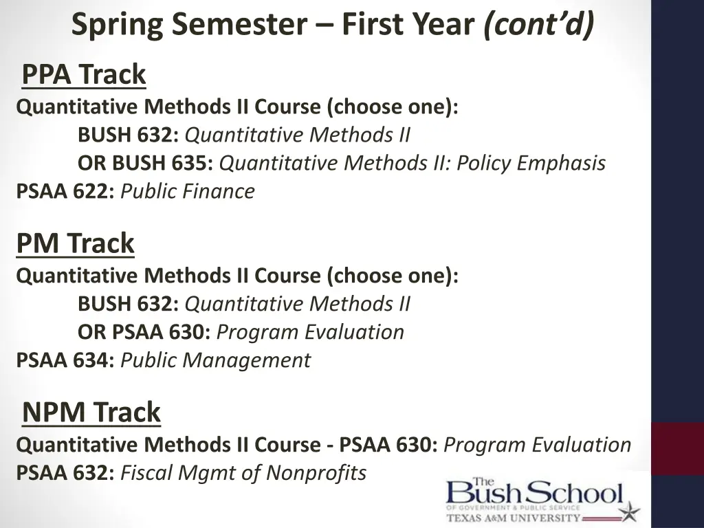 spring semester first year cont d