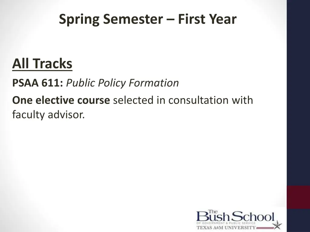 spring semester first year