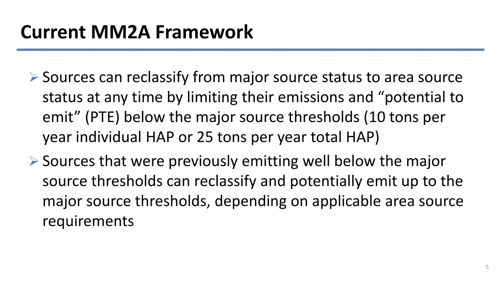 current mm2a framework