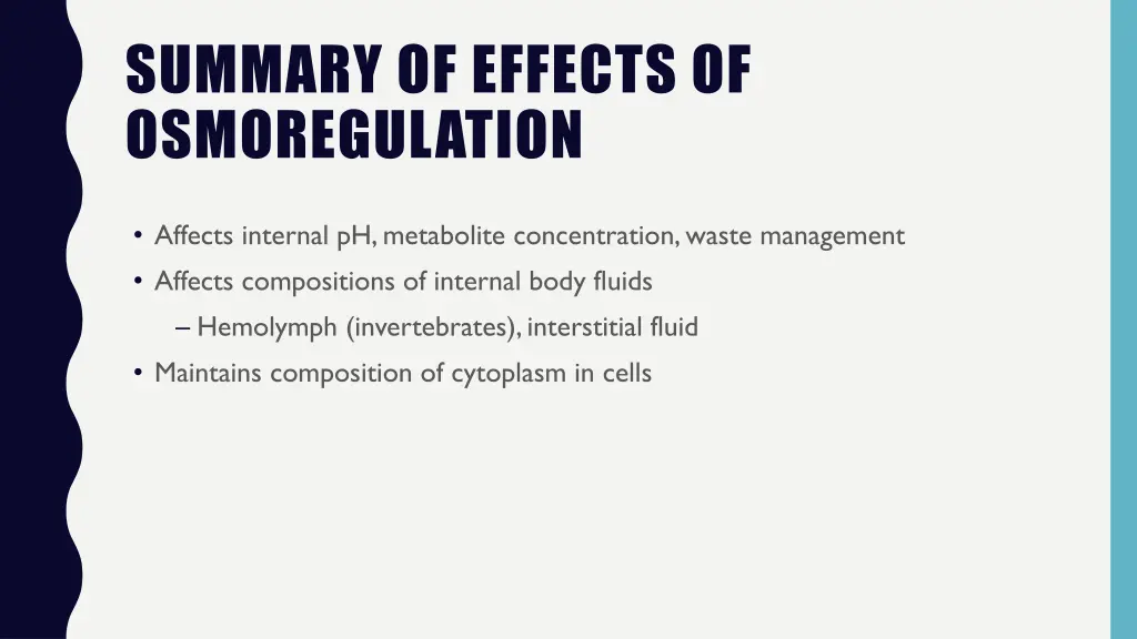 summary of effects of osmoregulation