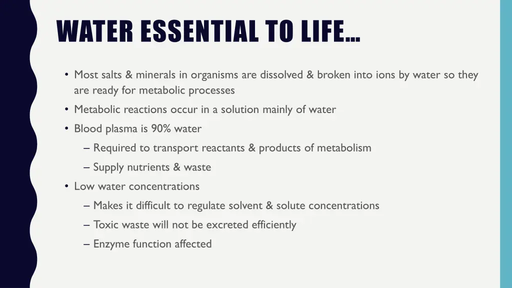 water essential to life