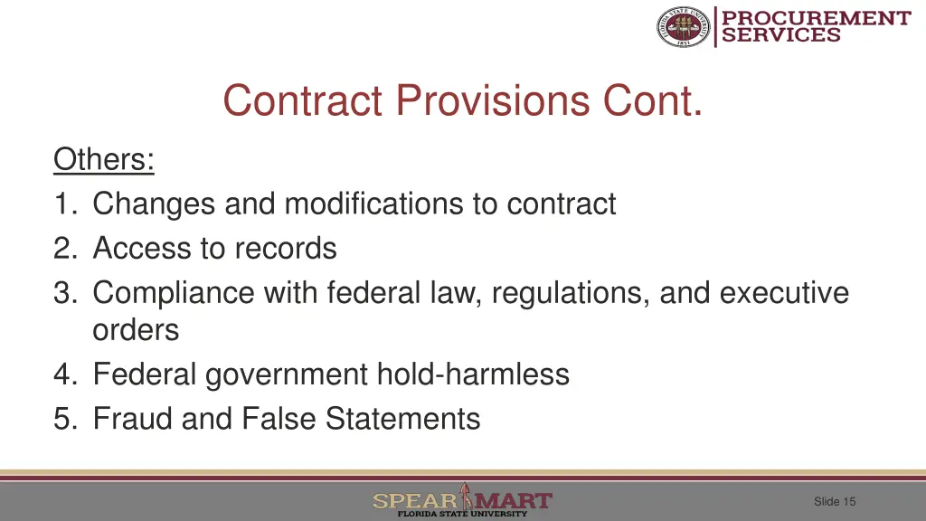contract provisions cont