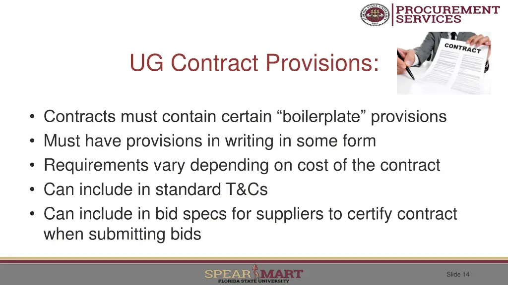 ug contract provisions