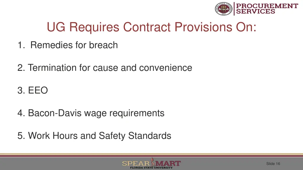 ug requires contract provisions on