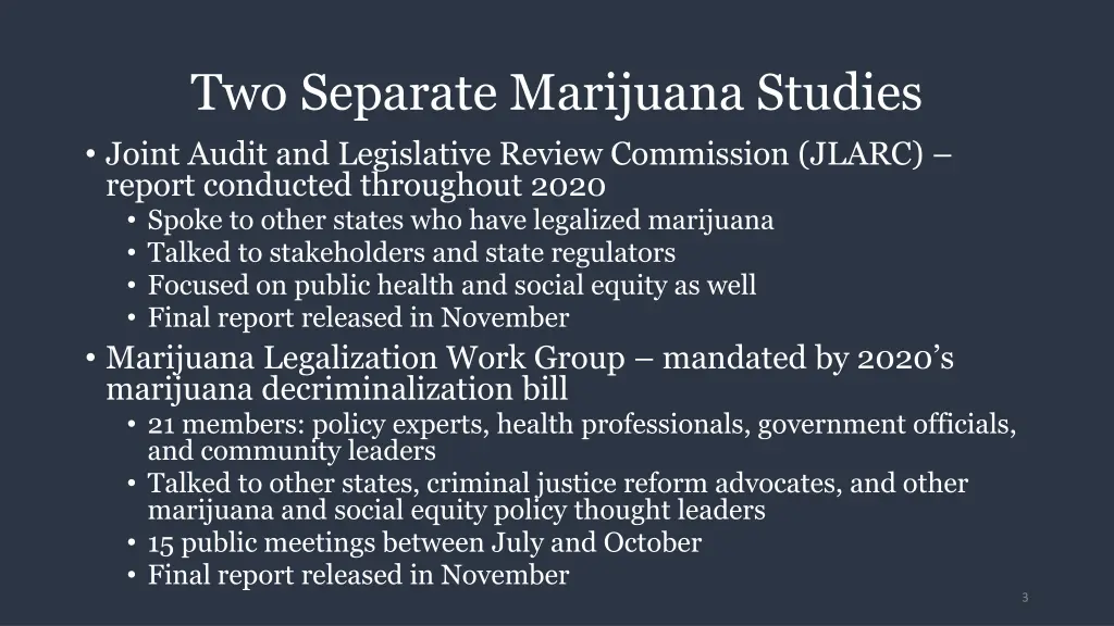 two separate marijuana studies joint audit