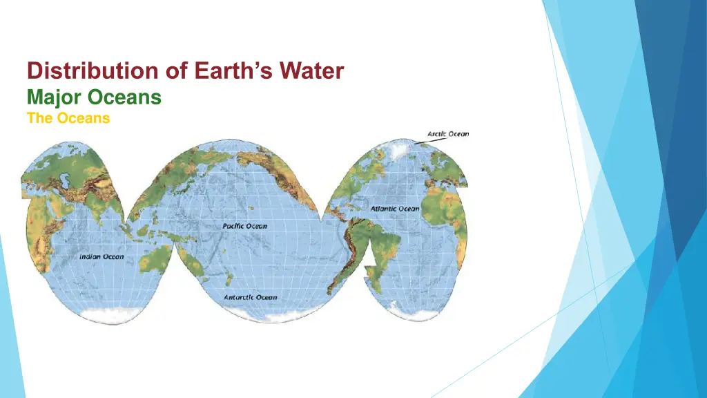 distribution of earth s water major oceans 1