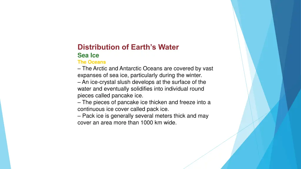 distribution of earth s water sea ice the oceans