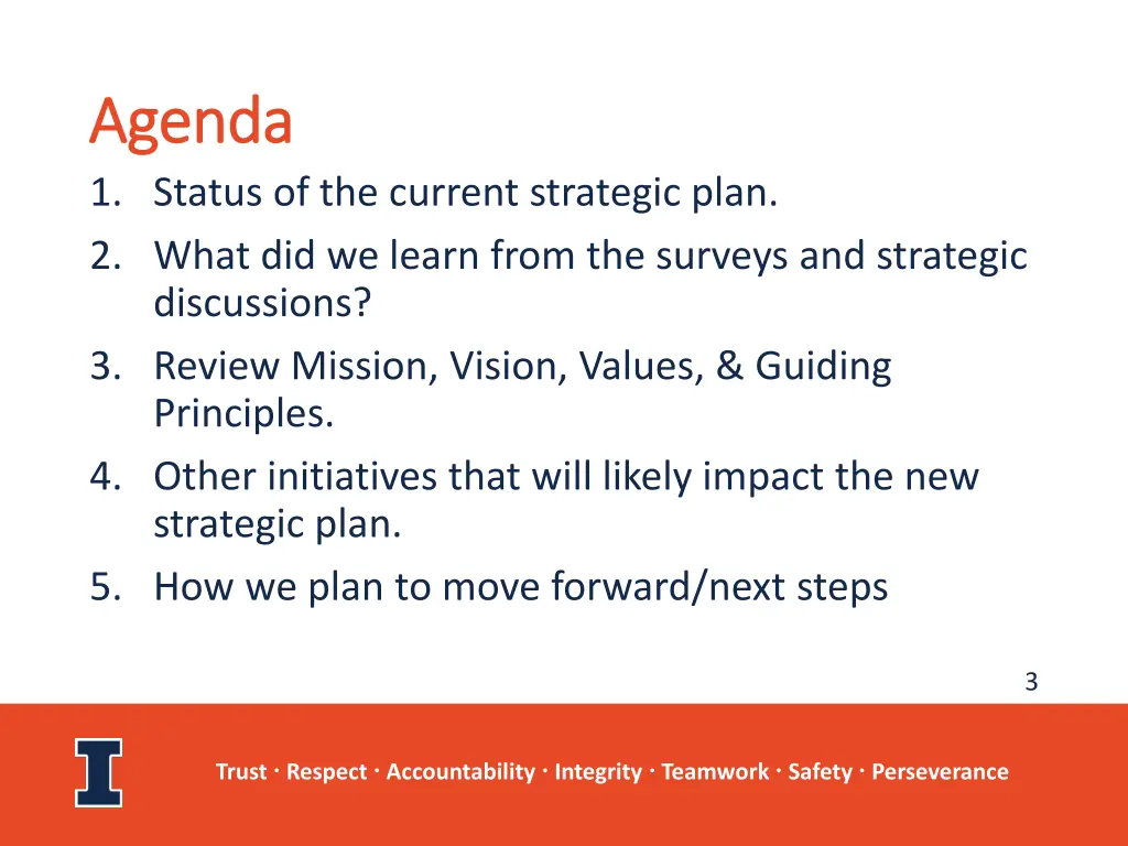 agenda agenda 1 status of the current strategic