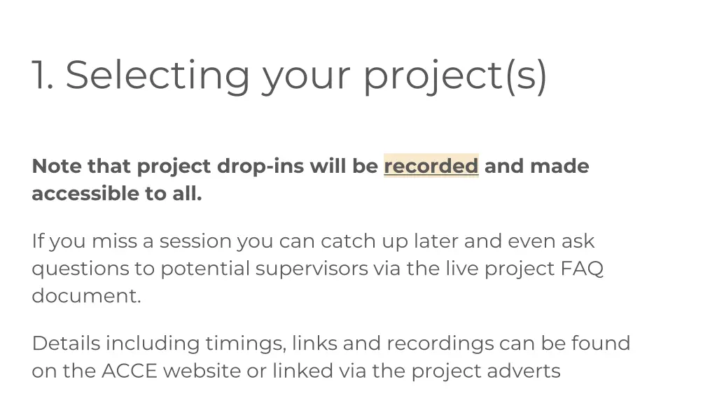 1 selecting your project s 2