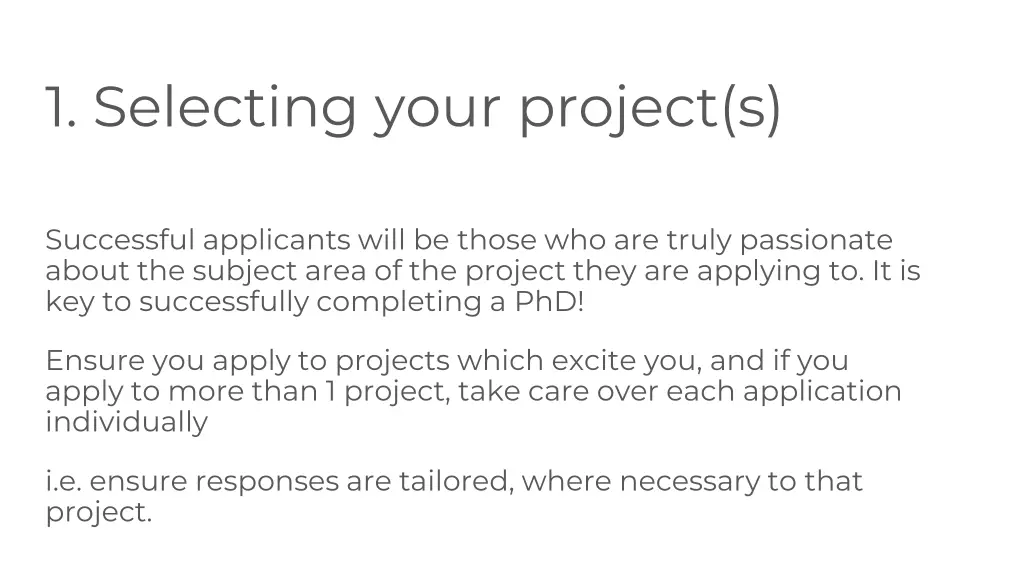 1 selecting your project s