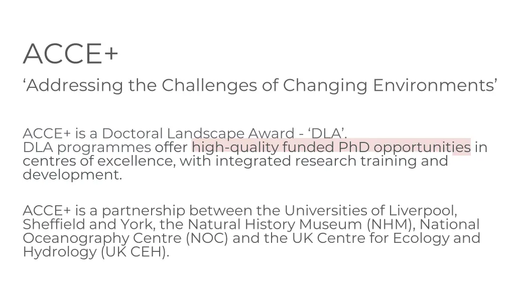 acce addressing the challenges of changing