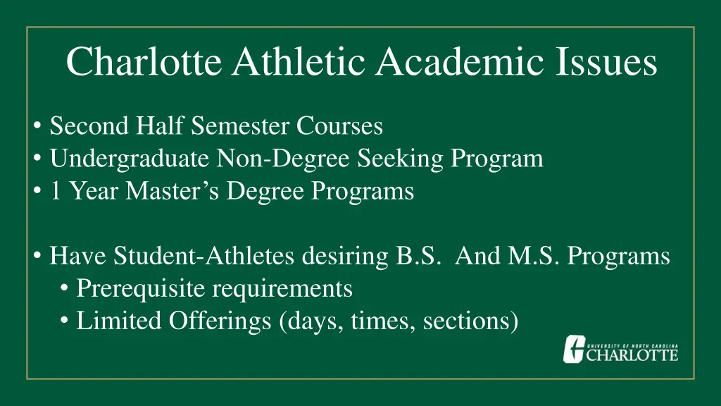 charlotte athletic academic issues