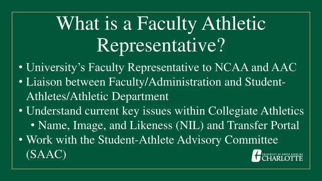 what is a faculty athletic representative