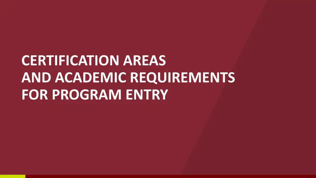 certification areas and academic requirements