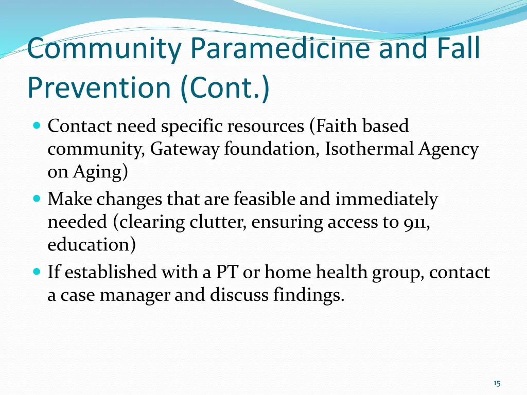 community paramedicine and fall prevention cont