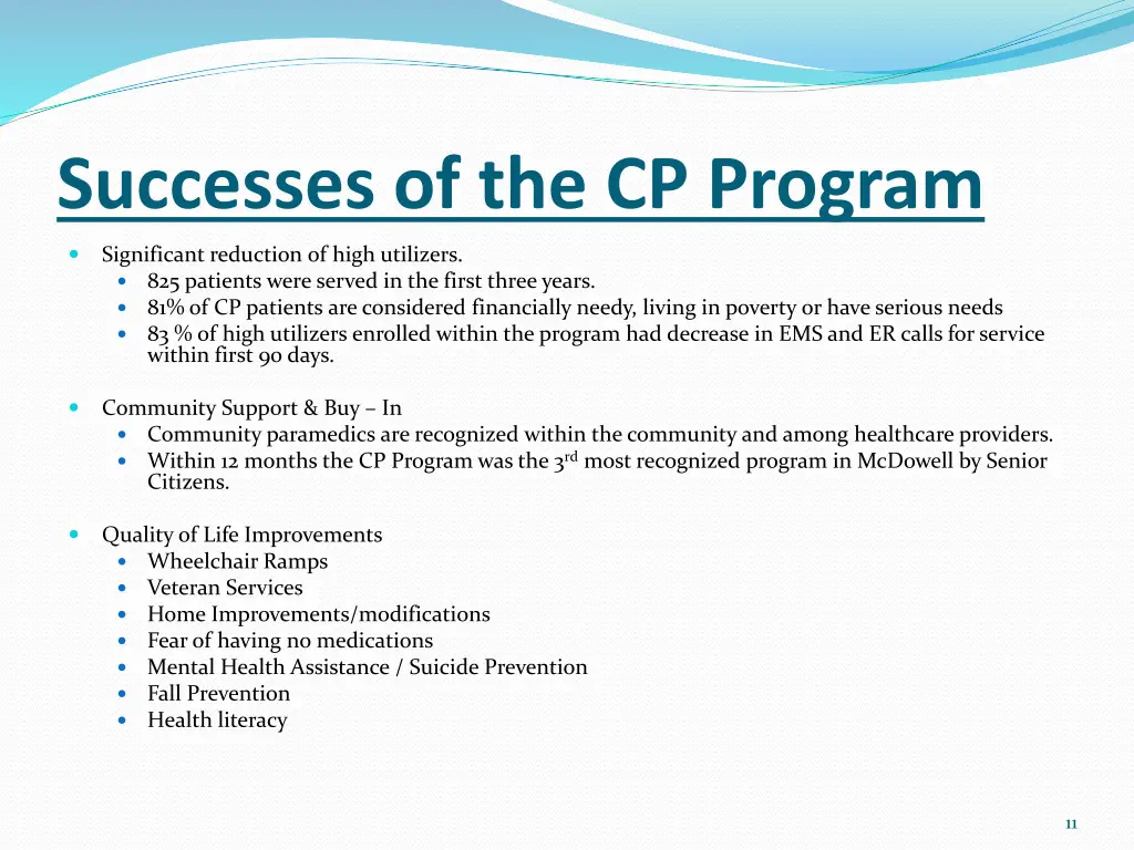 successes of the cp program