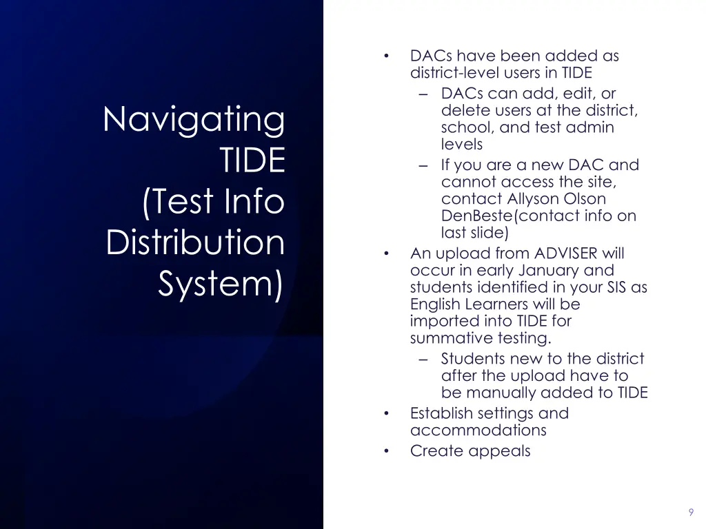 dacs have been added as district level users