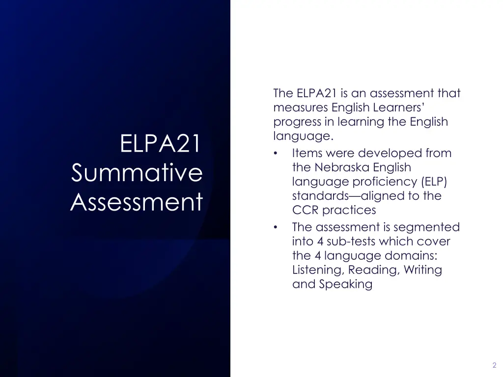 the elpa21 is an assessment that measures english