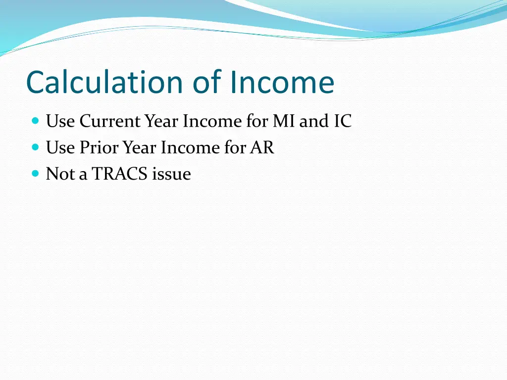 calculation of income