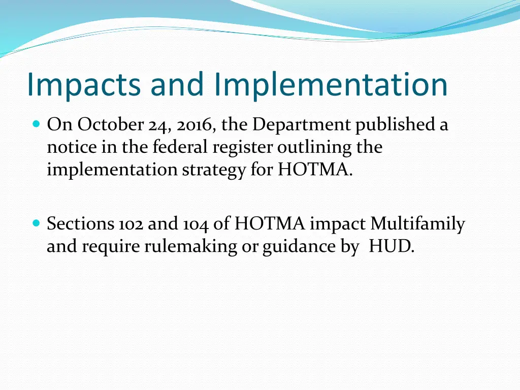 impacts and implementation
