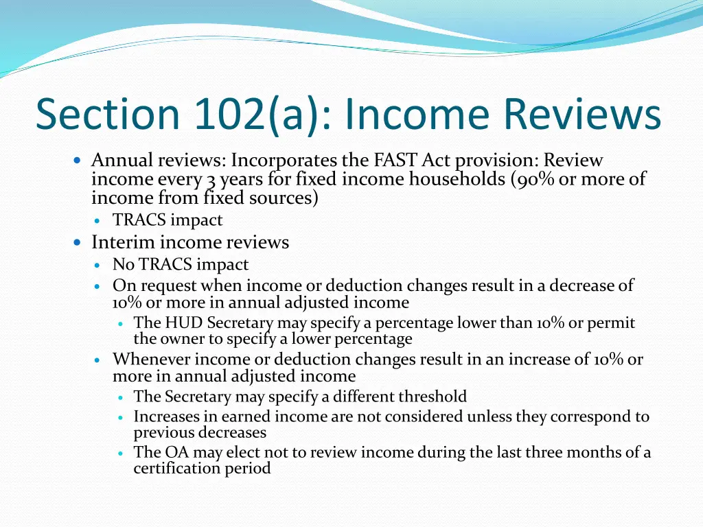 section 102 a income reviews