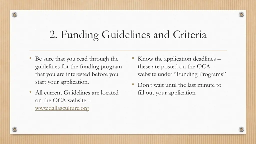 2 funding guidelines and criteria