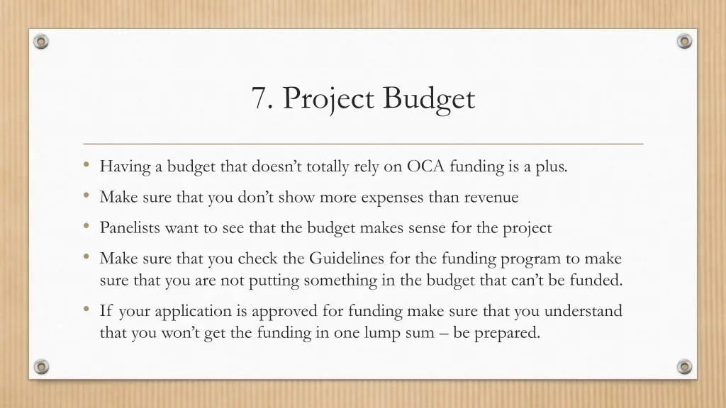 7 project budget