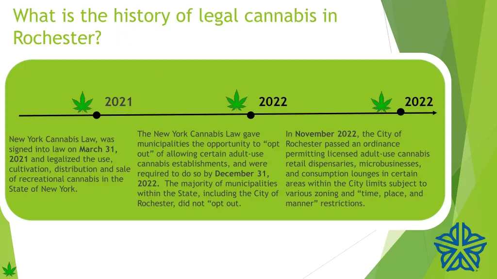 what is the history of legal cannabis in rochester