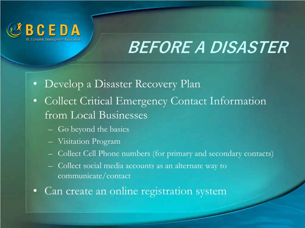 before a disaster
