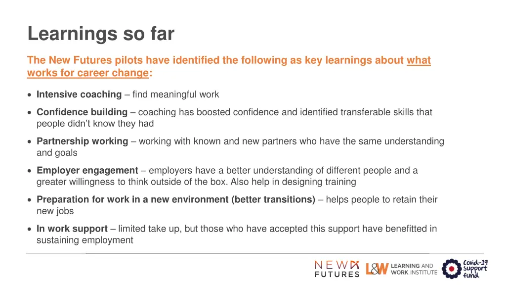 learnings so far