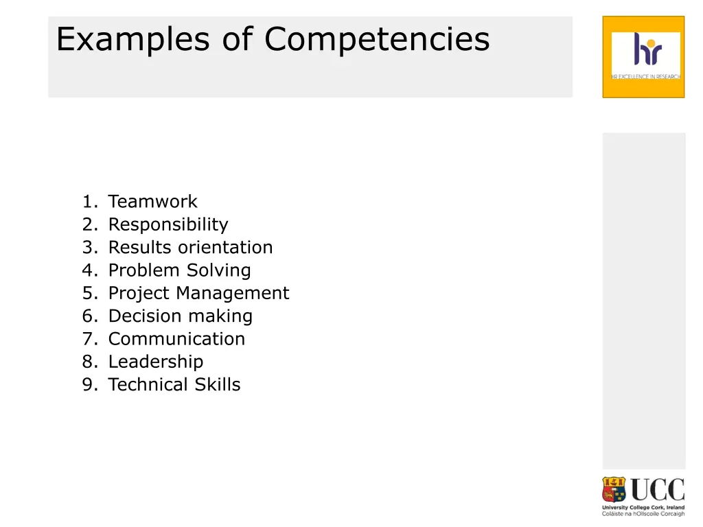 examples of competencies