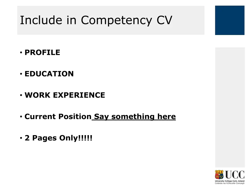 include in competency cv