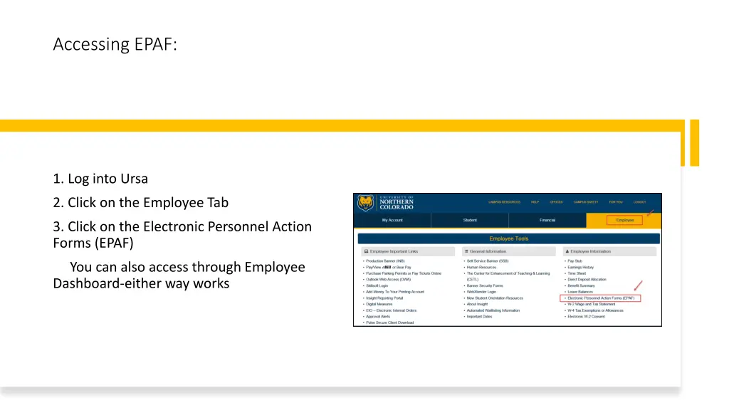 accessing epaf