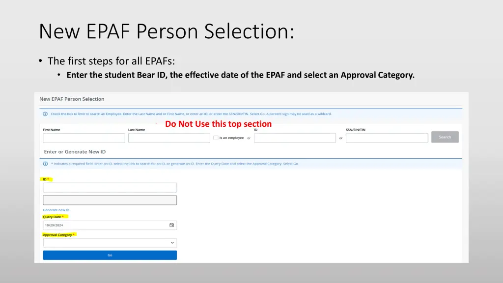 new epaf person selection