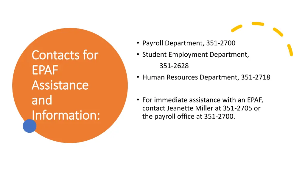 payroll department 351 2700 student employment