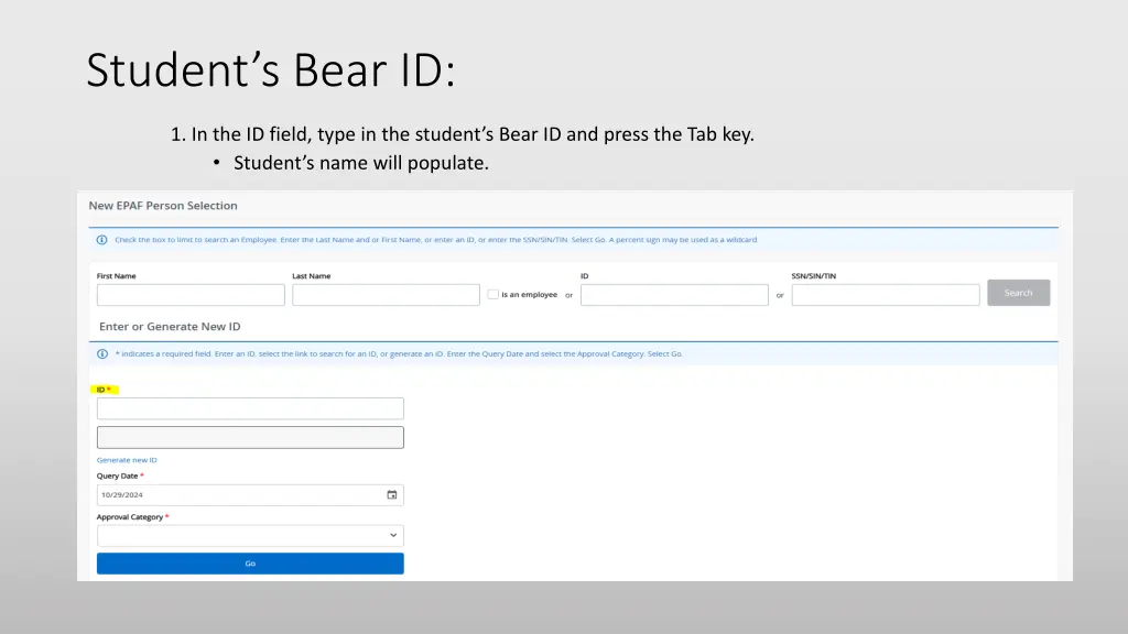 student s bear id