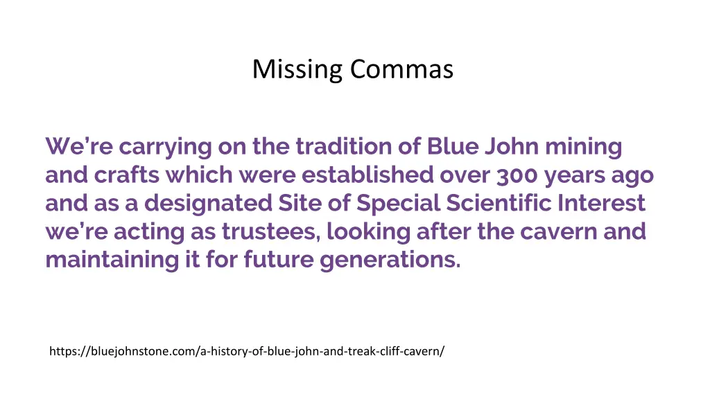 missing commas